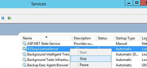 License Server - Stop Service License Server - Stop Service